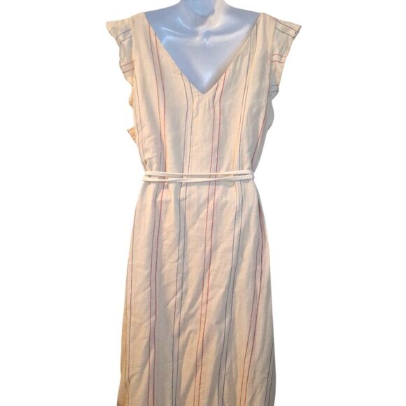 Velvet by Graham & Spencer Calico Stripe belted dress size L - Picture 6 of 7